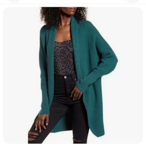 Leith Women's Long Line Dolman Sleeve Cardigan Sweater Size XS Green